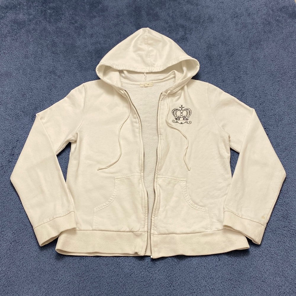 Ceu White Bedazzled Crown Metallic Doggie Hoodie